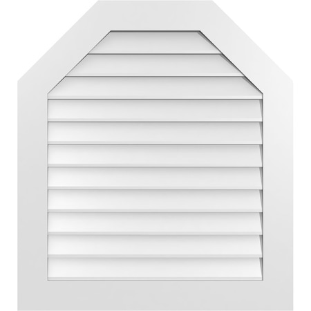 Ekena Millwork Octagonal Top Surface Mount PVC Gable Vent w/ 3-1/2"W x 1"P Standard Frame, 32"W x 36"H GVPOT32X3601SN
